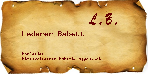 Lederer Babett névjegykártya